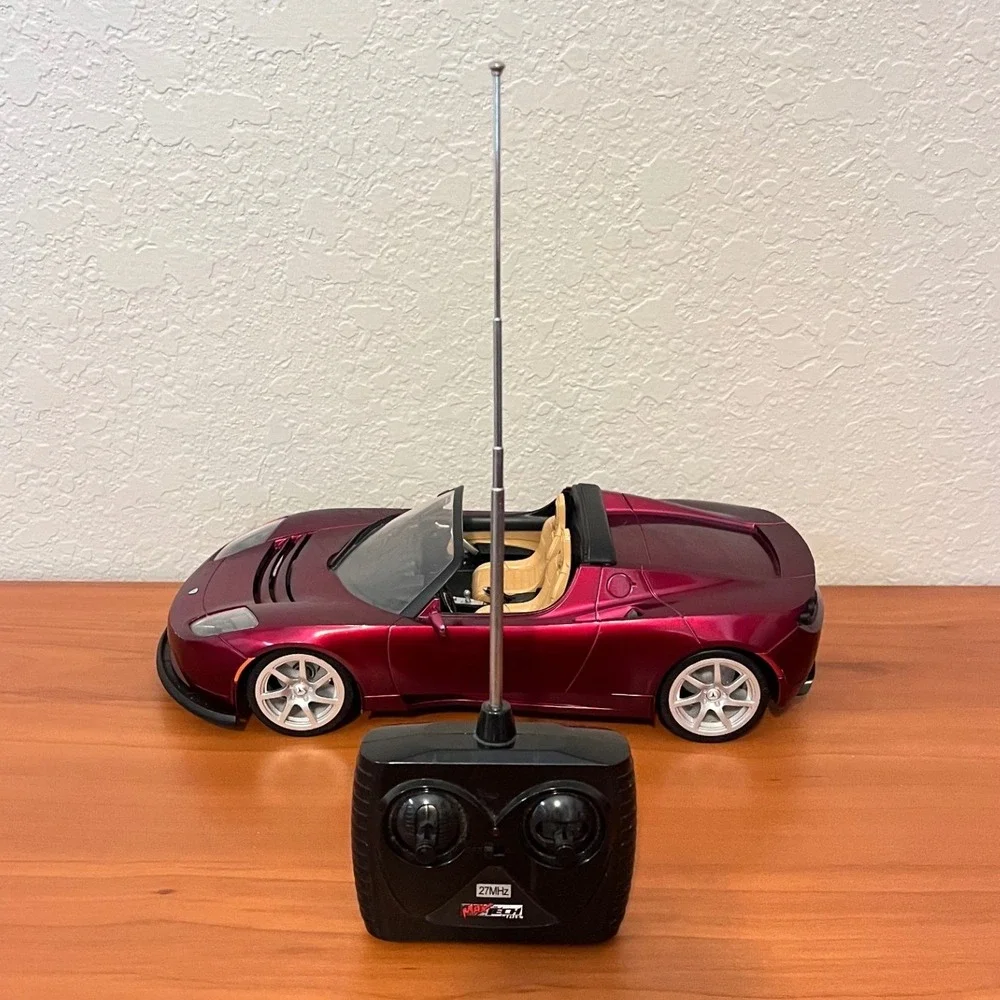 Tesla Roadster RC Car Maxtech Metallic Burgundy Remote Control Electric Toy
